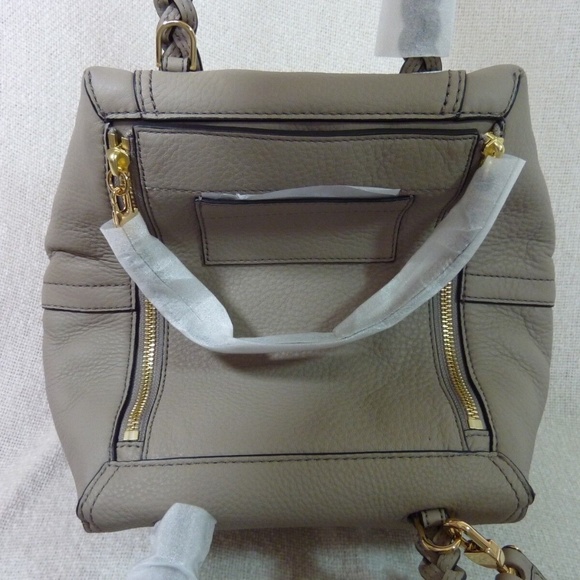 New Tory Burch Half-Moon Gray Leather Small Satchel/Shoulder/Crossbody Bag AUTH - Picture 9 of 13
